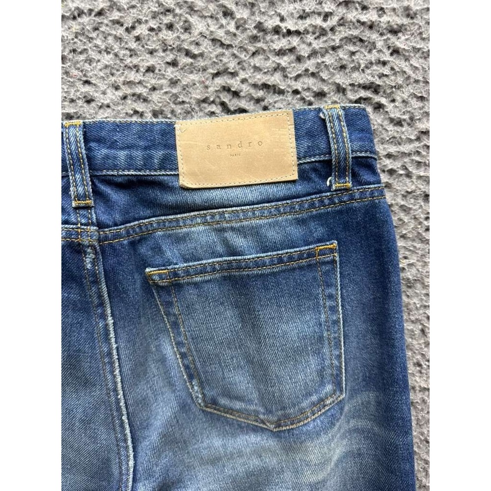Sandro Paris Droit Slim Fit‎ Low Rise Distressed Denim Jeans Blue Size 27 - Picture 5 of 16